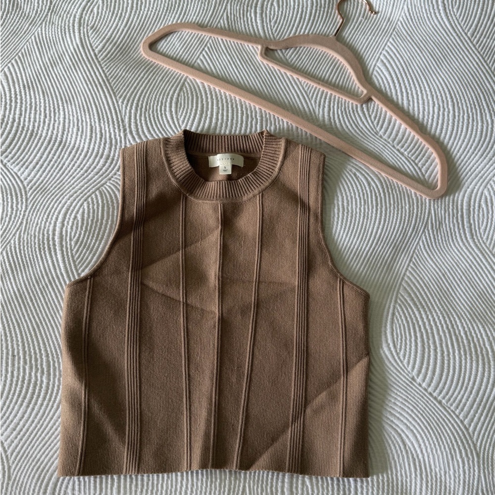 Brown Sleeveless Knit Top